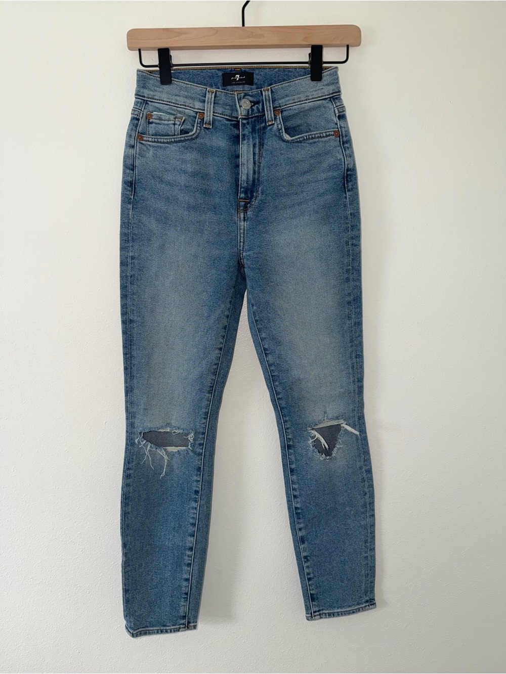 Anthropologie 7 For All Mankind High Waist Light Was Ankle Skinny size 24